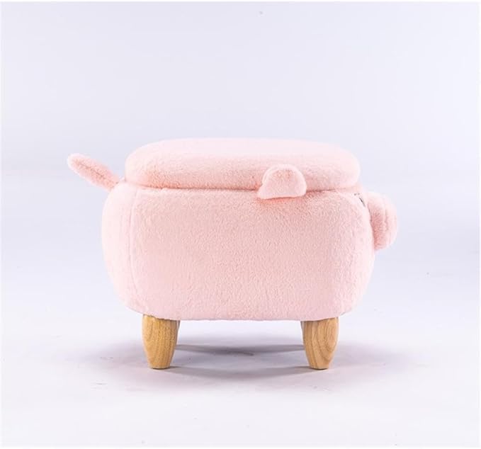 Home 2 Office Pig Storage Ottoman Stool for Bedroom, Playroom or Nursery Decor, Soft Animal-Shaped Ottoman with Wooden Legs