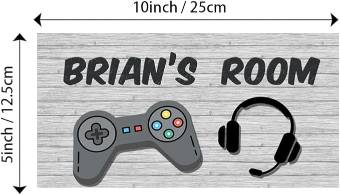 Personalized Name's Gray controller & headset gaming decor Nursery Kid's Children's Girls Bedroom Door Sign Wood Plaque Sign Wall Decor Gift