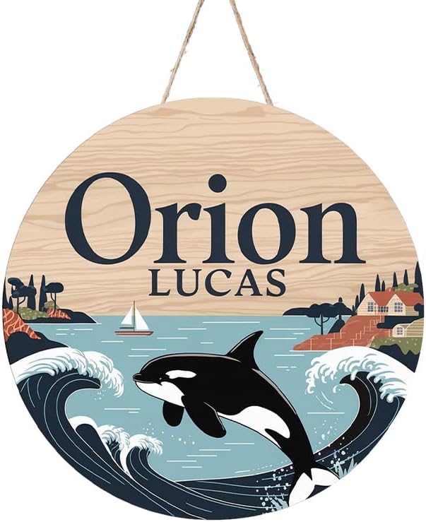 Personalized Name Signs for Kids Room, Whale Sign for Baby Door Decor, Newborn Gifts for Boy, Boys Nursery Wall Bedroom Decorations, Mother's Day Gifts for New Mom Dad Gift