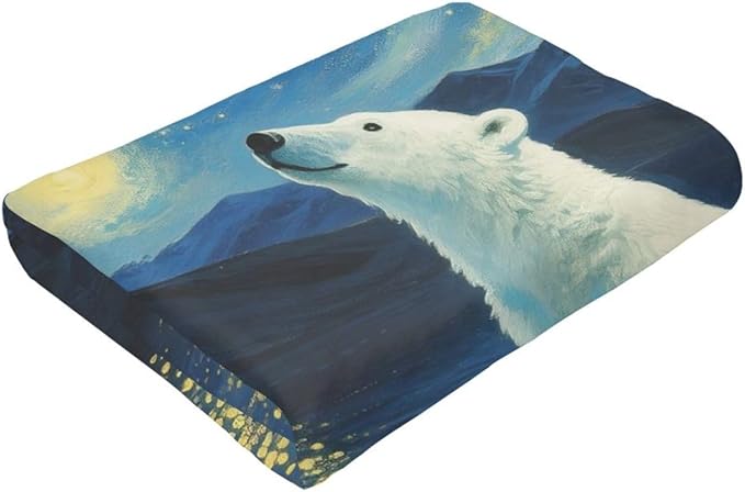 Polar Bear Blanket Cute White Bear Throw Blanket Soft Cozy Fleece Fuzzy Stuffed Plush Flannel Gifts for Girls Women Boys Kids Adults 40''x50''