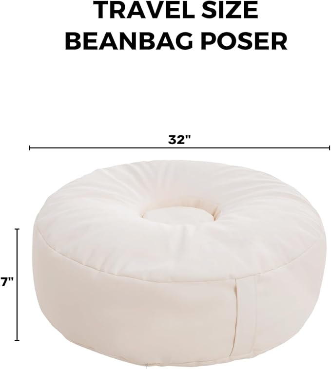 Newborn Posing Beanbag (Unfilled) for Baby Photography | 32″ Donut Style Prop Pillow | Durable Vegan Leather, Handle for Travel, Studio or Home Photos