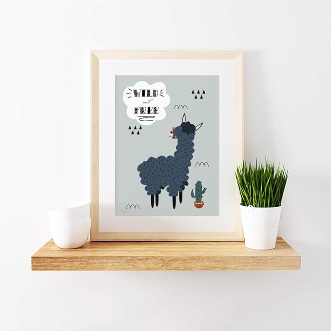 Andaz Press Nursery Kids Room Scandinavian Hello Llama Wall Art Decor Poster Prints, 8.5 x 11-inch, Scandinavian Wild And Free Llama Graphic, 1-Pack, Unframed