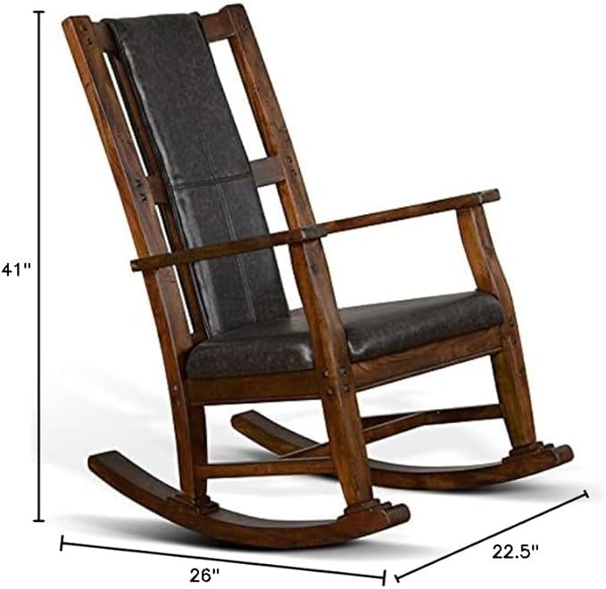 Pemberly Row Farmhouse Mahogany Wood Rocking Chair in Dark Brown