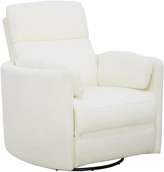Parker Living Radius Contemporary Chenille Fabric Power Swivel Glider Recliner with Luxurious Foam, USB Charger, Chaise-Style Footrest, 240-Degree Swivel, in Revel Oyster/White Finish