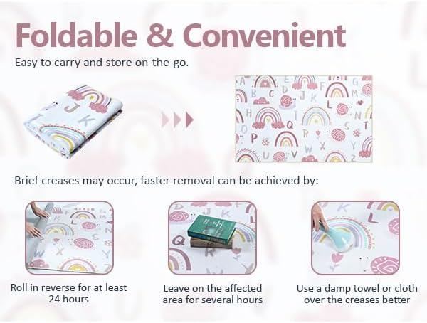 LIVEBOX Rainbow Kids Rug-3x5 Playroom Nursery ABC Educational Carpet,Washable Non Slip Soft Low Pile Area Rug for Bedroom,Preschool Classroom (Pink)