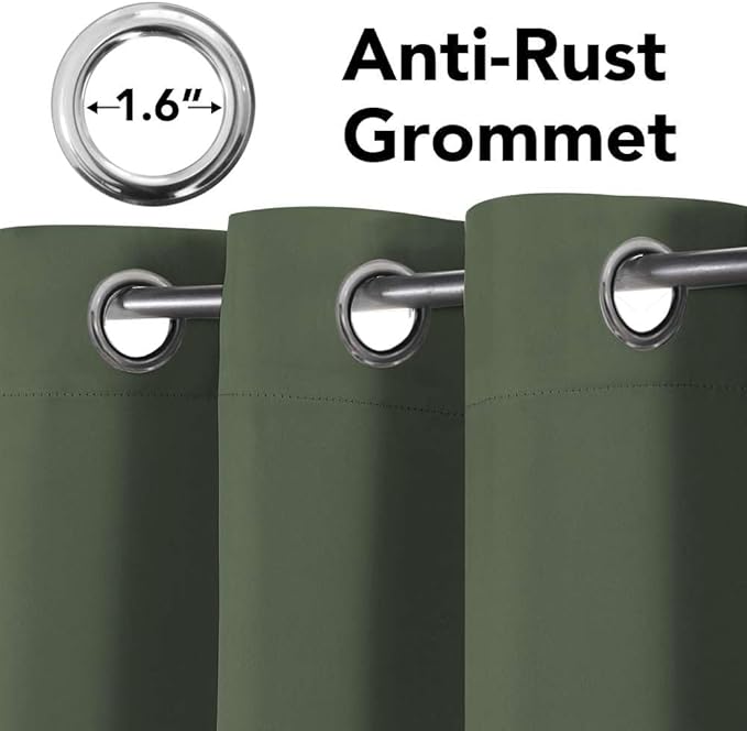 H.VERSAILTEX Blackout Window Treatment Curtains/Panels, Thermal Insulated Room Darkening Solid Grommet Drapes for Bedroom/Living Room Window (52 Inch by 108 Inch, Bronze Green, Set of 2)