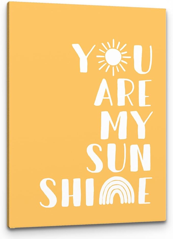 PHAMTE wallart You Are My Sunshine Wall Decor,Boho Nursery Decor,You Are My Sunshine Boho Sun Sunshine Rainbow Canvas Framed Wall Decor Home Teens Girls Kids Nursery Classroom Bedroom Living