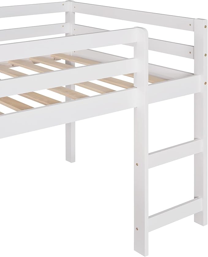 Loft Twin Bed Frame for Boys Girls Kids Toddler with Slide, Multifunctional Design, Twin (White)