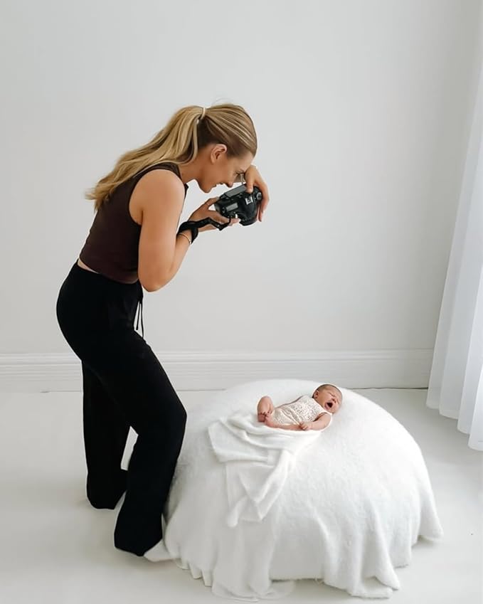 Studio Size Newborn Photography Bean Bag 40in| Bean Filling Not Included | Professional Faux Leather Poser | Baby Photo Prop & Pose Pillow Shapable - Newborn Photography Props