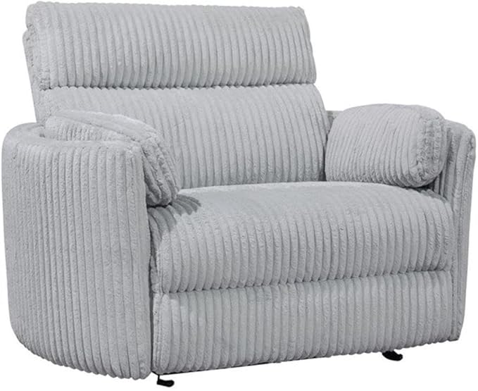 Pemberly Row XL Extra Wide Power Glider Recliner in Mega Gray (Set of 2) with USB Charging Ports and 2 Comfort Pillows for Living Room