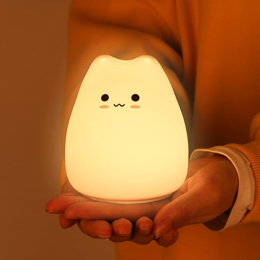 ZKLiLi Cat Night Light for Kids,Cute Night Lamp for Nursery,Squishy Silicone Cat Touch Lights Portable, Gift for Birthday and Christmas for Kids Baby Children
