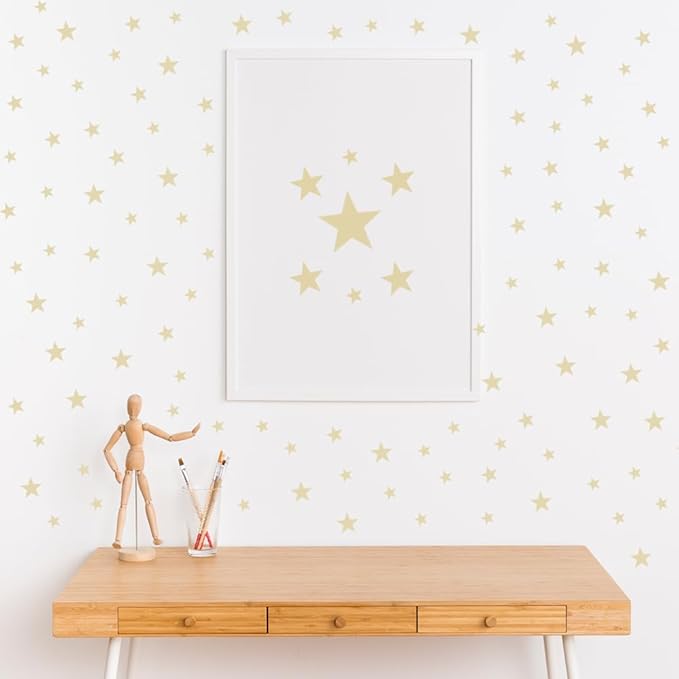 Wall Decals for Kids Room (Beige, Mix Star 112 Pcs)