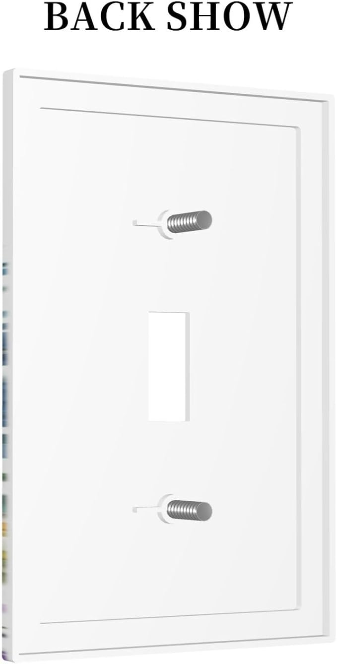 Light Switch Cover Plate Colorful Wildflowers Plants Flowers on White Background 1 Gang Switch Plate Covers Single Toggle Wall Plates Decorative Electrical Faceplate for Bathroom Home Decor