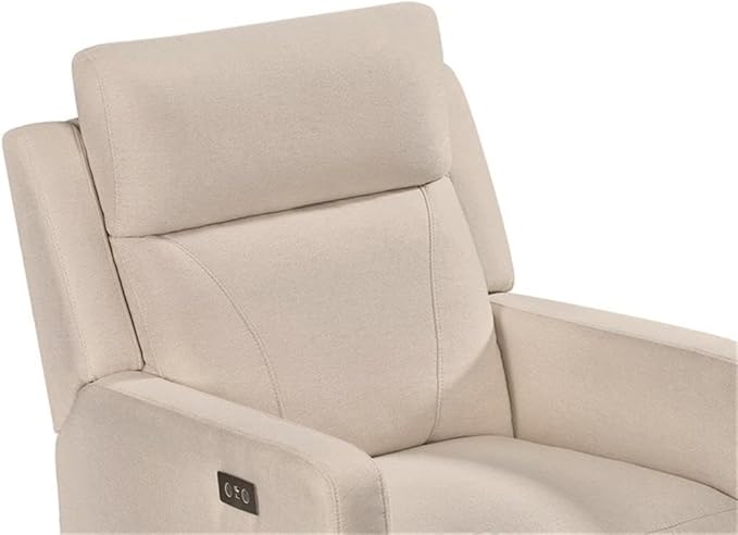 Pemberly Row Premium Fabric Glider Power Recliner Nursery Rocking Chair for Living Room, Kids Room, Rocker Swivel Recliner with USB Port in Tan Brown