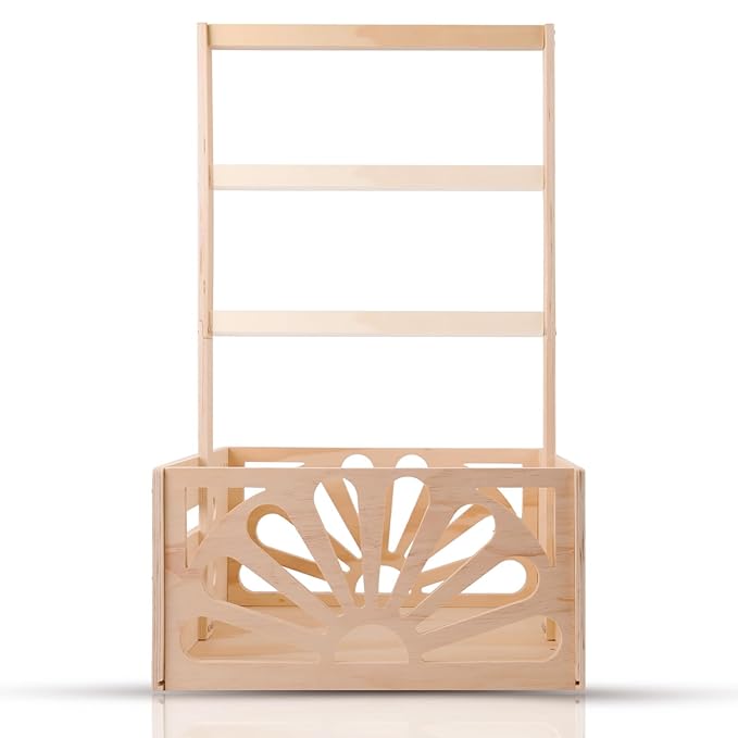 Wooden Baby Shower Crate Closet, Baby Shower Basket with Garland, Welcome Gift Basket Wooden Crate for Baby Shower, Newborn Boys Girls Pregnancy Gifts for New Parents-13.5" L