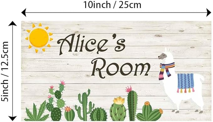Personalized Name's Llama & cacti summer-style decor Nursery Kid's Children's Girls Bedroom Door Sign Wood Plaque Sign Wall Decor Gift
