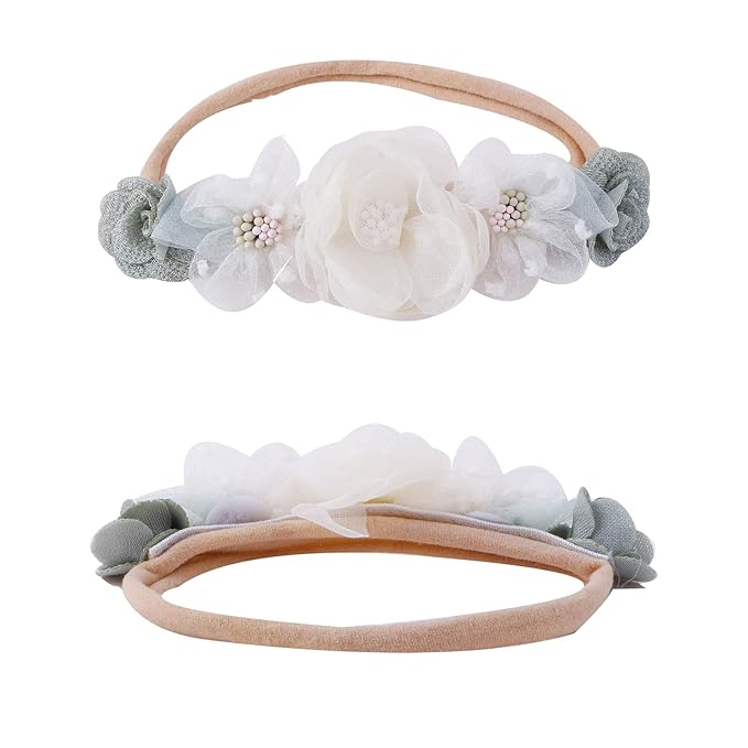 Baby Girl Floral Headband Nylon Flower Crown Elastic Hairband 3pcs Hair Accessories Gift for Girls，stretchy size 3pcs/set