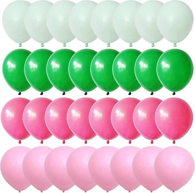 Pink and Green Balloons, 12 Inch Hot Pink Sage Green Balloons for Woodland Safari Baby Shower Wedding Tropical Hawaiian Summer Birthday Party Decorations