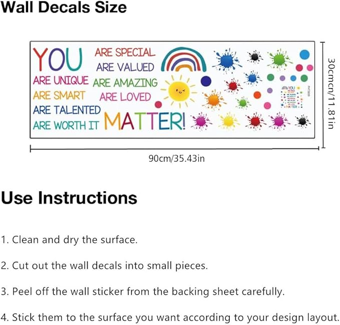 Colorful Inspirational Quotes Wall Decals Crayon Paint Splatter Wall Stickers Positive Saying Wall Decals for Nursery Playroom Kids Room Classroom