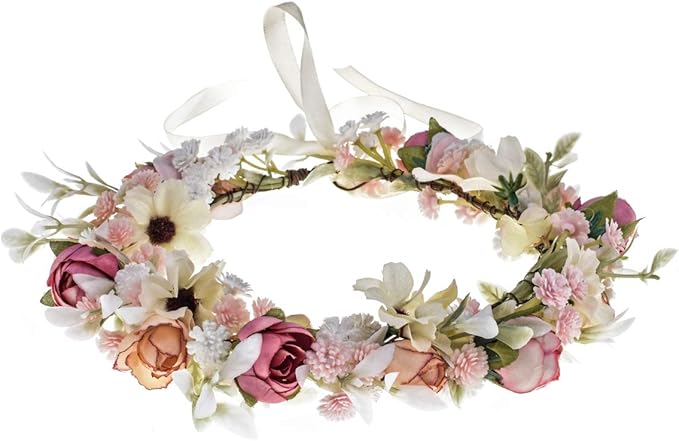 Floral Fall Camellia Flower Crown Rose Headpiece Wedding Bridal Flower Girl Halo Maternity Photo Props FL-03