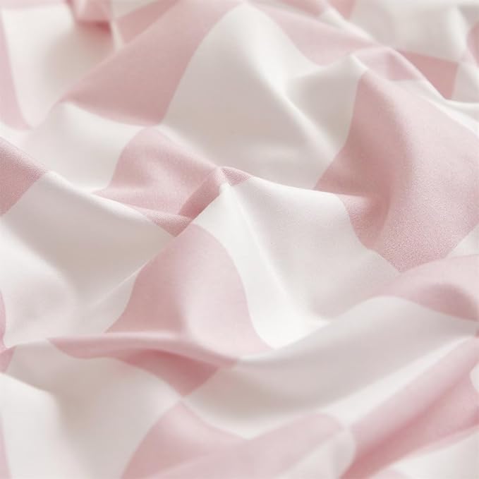 Houseri White Pink Plaid Duvet Cover King Light Pink Checkerboard Bedding Duvet Cover Set Women Elegant Baby Pink Buffalo Checkered Bedding Set King Comfy Pale Pink Grid Gingham Duvet Covers King Size