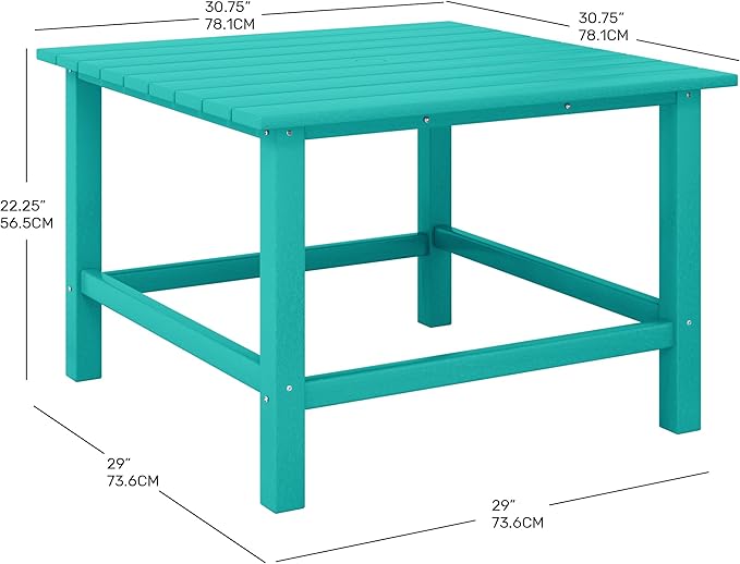 Costaelm Outdoor Kids Table, Toddler Dinner Table Baby Desk Outdoor Childrens Party Tables for Arts & Crafts, Snack Time, Multi-Activity Desk for Ages 2-8 in Classroom/Outside, Turquoise