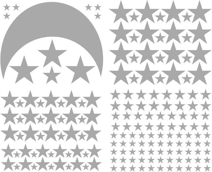 Moon and Stars Wall Decal Vinyl Sticker for Kids Boy Girls Baby Room Decoration Good Night Nursery Wall Decor Home House Bedroom Design YMX16 (Gray)