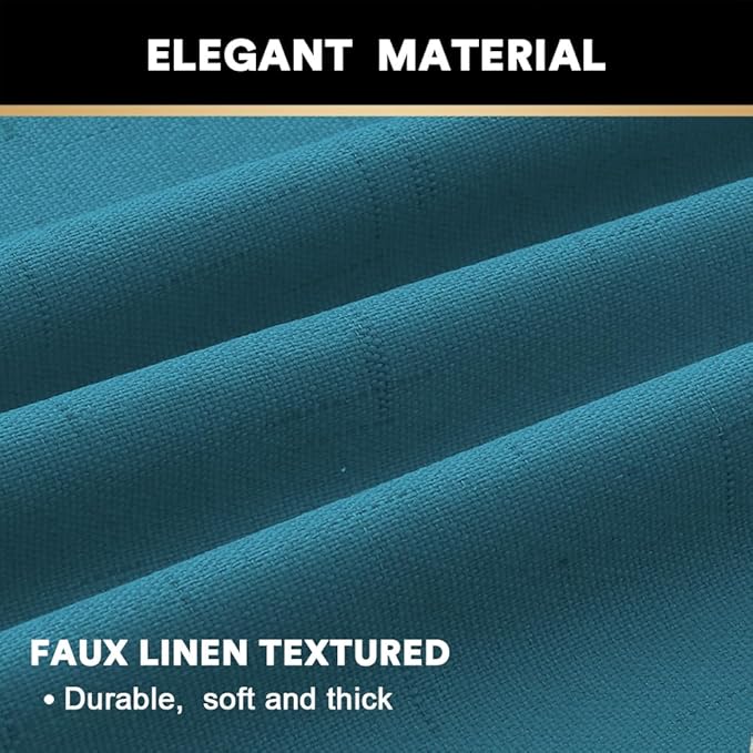 PrinceDeco 100% Blackout Curtains 64 inch Long 2 Panels Set Linen Blackout Curtains for Bedroom Thermal Insulated Drapes with White Liner Privacy Protection,42 X 64 in,Blue Sapphire