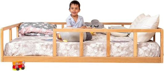 BUSY WOOD Montessori Bed for Toddlers - Toddler Floor Bed Twin - Twin Bed Rails for Toddlers - Montessori Floor Bed Toddler - Scandinavian Bed Frame - Platform Bed - Toddler Bed Frame (Model 10)