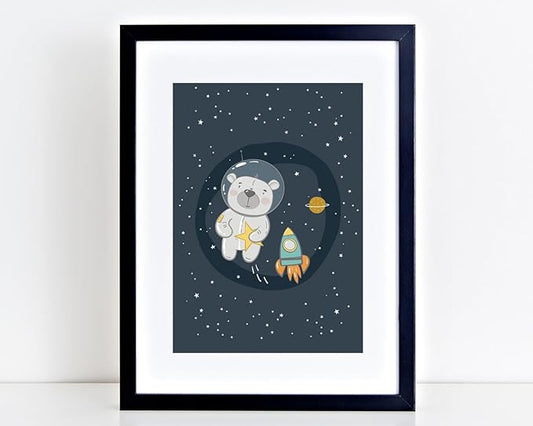 VUVUKU Space Nursery Wall Art Themed Decor Baby Kids Room Prints