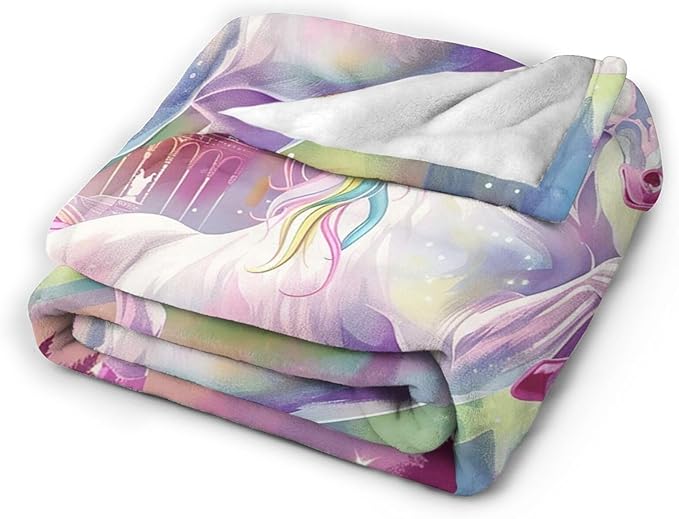 Unicorn Blanket Castle Rainbow Throw Blanket Pink Flannel Stuff Merch Cozy Decor Fleece Soft Plush Fuzzy Warm Lightweight Bedding Unicorn Lover Gifts for Kids Women Girl Boy Couch 60"X50"
