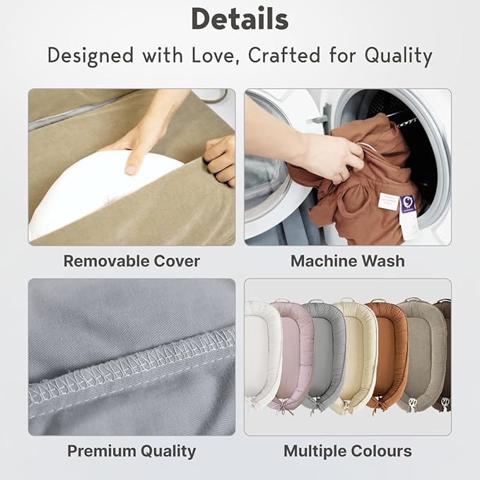 CooCooBaby Infant Lounger, Baby Nest Cover for Baby Girls & Boys, Newborn Essentials for Baby 0-18+ Months, 100% Cotton Breathable (Brown Blossom_, Cotton_Muslin)