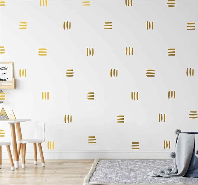 120pcs Modern Line Wall Stickers Boho Nursery Kids Living Room Scandinavian Home Décor Self-Adhesive Murals Vinyo DIY Gift YT5037 (Gold)