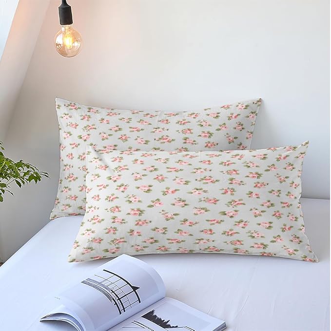 Girls Floral Duvet Cover King Soft Chic Floral Bedding Set with 2 Pillowcases Fresh Garden Botanical Duvet Cover with Zipper Closure Ties