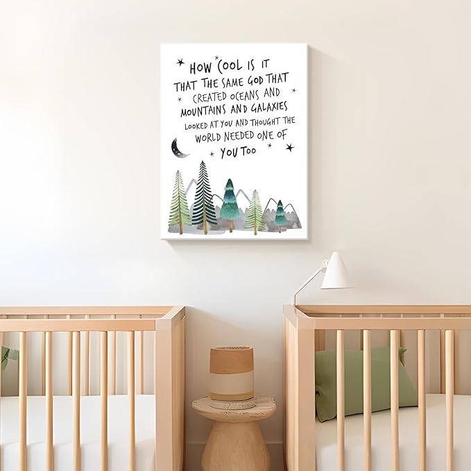 Dytila Christian Nursery Wall Art - Mountain Pictures Baby Boy Nursery Decor, Inspirational Religious Decor, Toddler Boy Room Decor, Faith Paintings, Christening Gifts for Boys 12x16 Inch