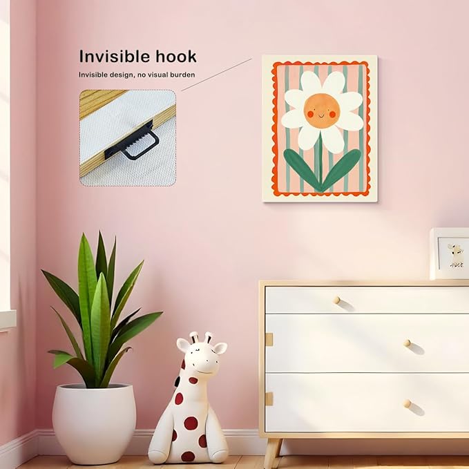 SZERE Cute Kids Smile Floral Canvas Art Decor Posters , flower Room Bedroom Bathroom Playroom Dorm Classroom Canvas Wall Decor Aesthetic for Nursery Kids Teen Girls Gifts,11x14 Inch Set of 4 Pcs classroom Pictures
