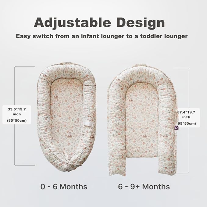 CooCooBaby Infant Lounger, Baby Nest Cover for Baby Girls & Boys, Newborn Essentials for Baby 0-12 Months, 100% Cotton Breathable (Wonderland_Muslin)