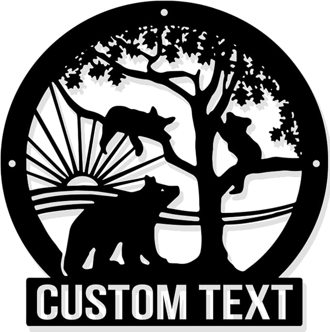 Custom Bear Metal Wall Sign, Personalized Bear Metal Wall Decor, Custom Name Signs, Personalized Cabin Sign, Bear Lover's Gifts
