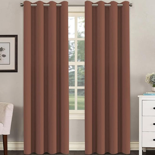 H.VERSAILTEX Room Darkening Curtains for Living Room Light Reducing Thermal Insulated Window Treatment Panels/Drapes Grommet Top 2 Panels (Washed Spice - 52 x 96 Inches)