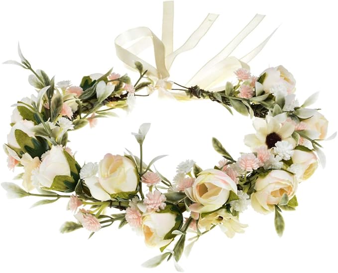 Floral Fall Camellia Flower Crown Rose Headpiece Wedding Bridal Flower Girl Halo Maternity Photo Props FL-03