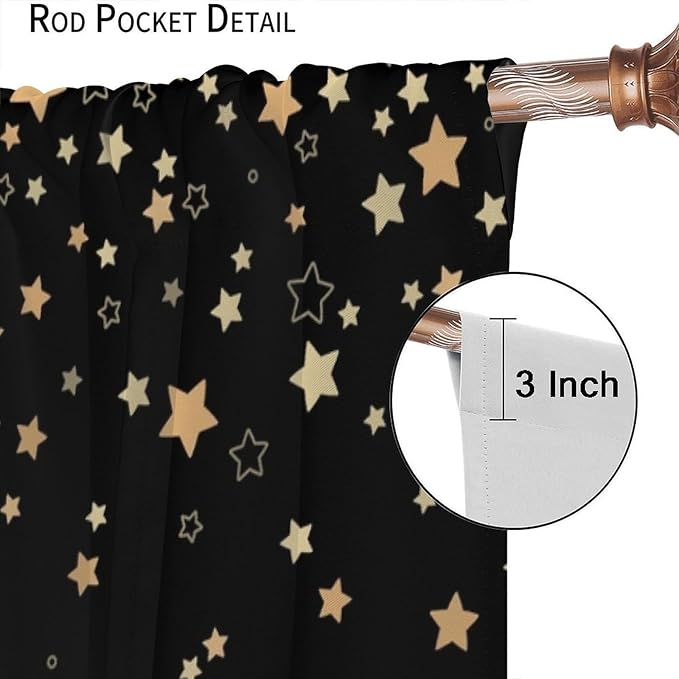 Star Celestial Blackout Curtain, Space Funny Fantasy Galaxy Starry Night Window Curtain for Kids Bedroom Nursery Toddler Room 63" W X 72" L