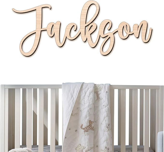 Personalized Name Sign for Nursery - Custom Wooden Name Signs for Kids Room, Personalized Nursery Name Sign - Perfect Baby Room Decor, Wall Name Decoration & Wedding signs, Family Name Signs (Single Name)