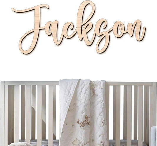 Personalized Name Sign for Nursery - Custom Wooden Name Signs for Kids Room, Personalized Nursery Name Sign - Perfect Baby Room Decor, Wall Name Decoration & Wedding signs, Family Name Signs (Single Name)
