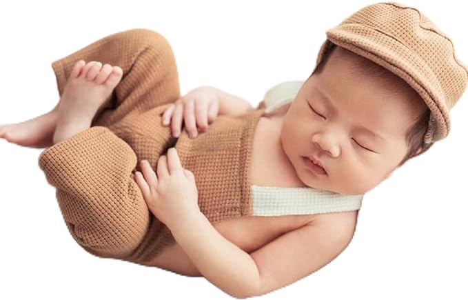 Holibeat Newborn Boy Photography Props Baby Boy Photo Shoot Outfits Infant Gentleman Romper Suits with Hat
