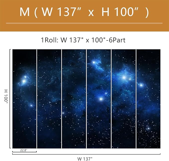 Galaxy Wallpaper Peel and Stick Night Sky Ceiling Self-Adhesive Mural for Living Room Bedroom 137"x100"