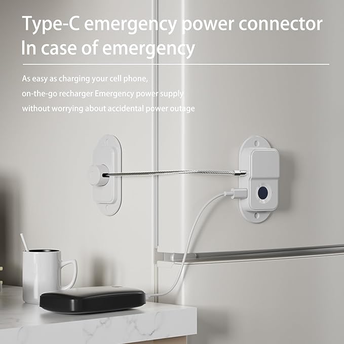 Fingerprint Fridge Lock (2 Pack),Refrigerator Lock with Fingerprint,for Fridge, Cabinet locks, Drawers, Dishwasher, Toilet and Cabinet Locks Baby Proofing, 3M Adhesive No Drilling (White)