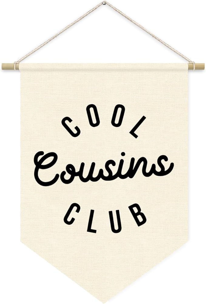 Cool Cousins Club Pennant Flag Banner, Boy Girl Cousin Decor, Baby Gift Shower, Wall Hanging Pennant Flag Banner Decor for Playroom Nursery
