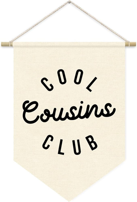 Cool Cousins Club Pennant Flag Banner, Boy Girl Cousin Decor, Baby Gift Shower, Wall Hanging Pennant Flag Banner Decor for Playroom Nursery