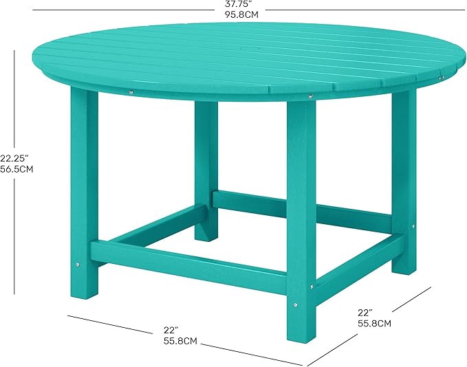 Costaelm Kids Dinner Table, Toddler Play Desk Student Desk Outdoor Childrens Picnic Tables for Children Arts & Crafts, Snack Time, Multi-Activity Table for Ages 2-8 in Home/Outside, Turquoise