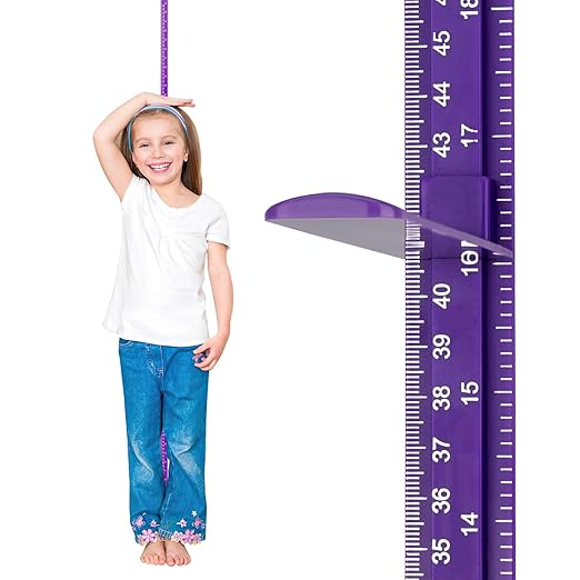 Height Measurement Rod for Wall - 3D Removable Growth Stick, Wall Mounted Splicing Ruler for Children, Adults, Kids, Baby Nursery - 79 Inch (Purple)